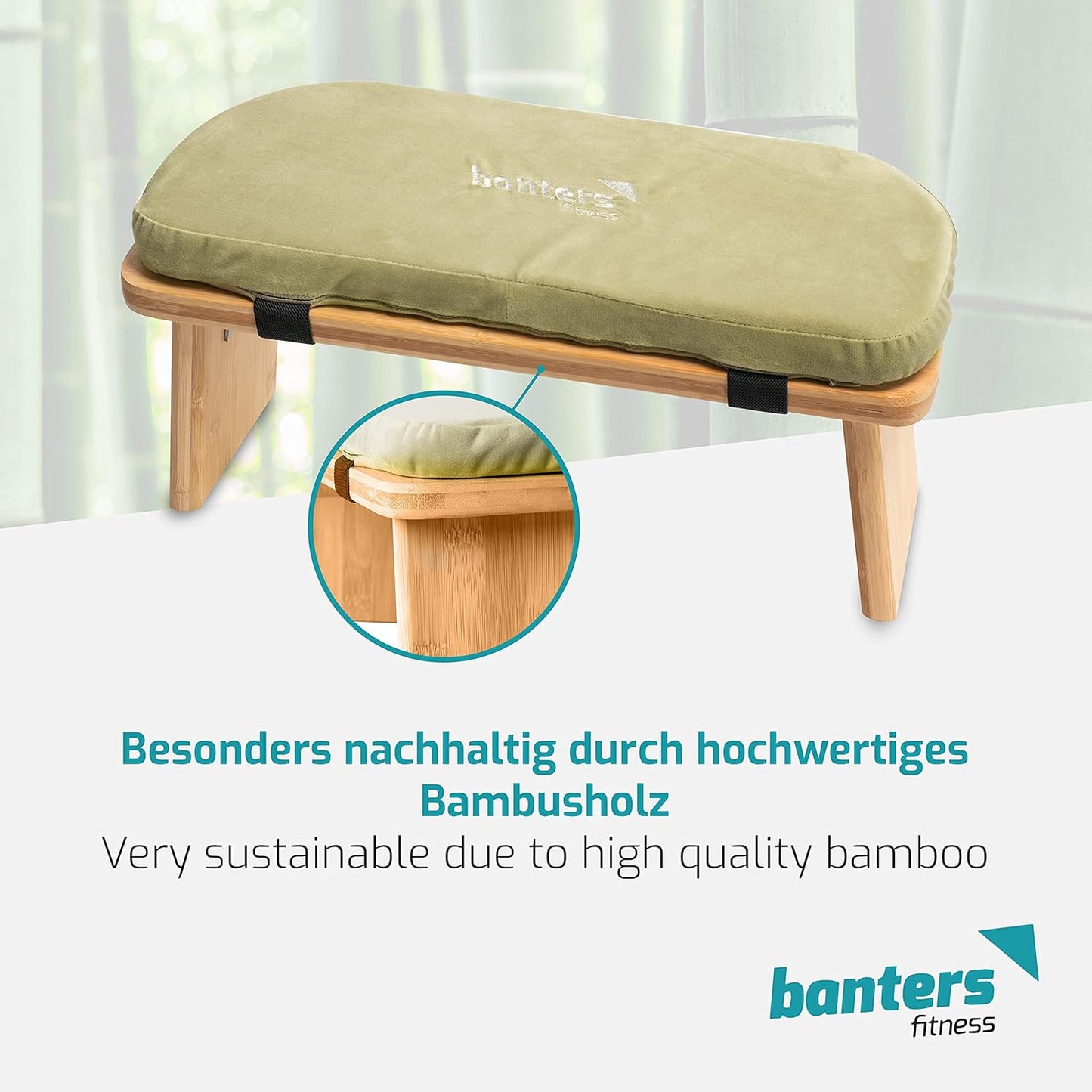 Meditationsbank aus Bambus – ergonomische Sitzbank mit Samtbezug für Yoga & Meditation