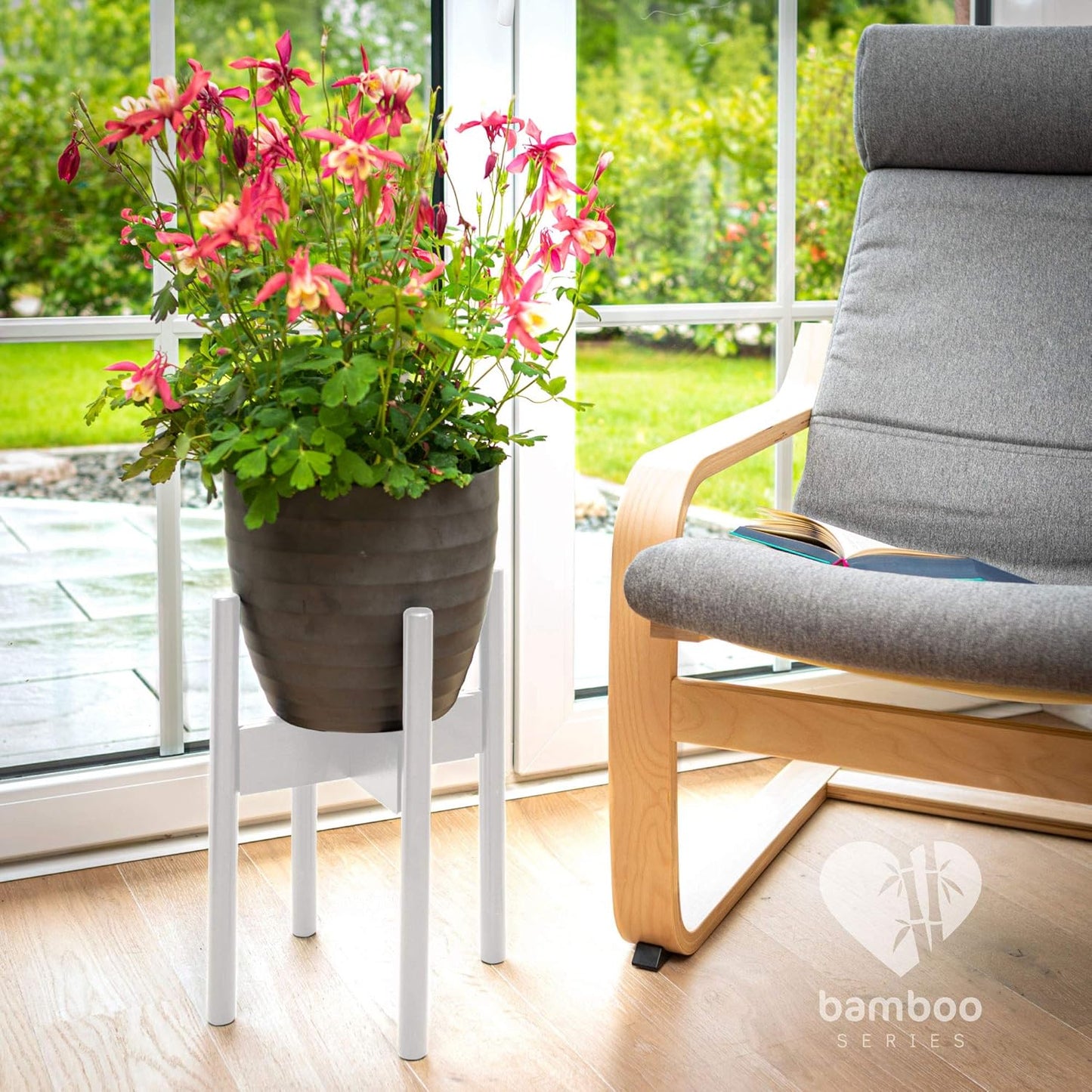 2er-Set Bambus Pflanzenständer verstellbar – nachhaltige Blumentopf-Ständer für Innen & Außen