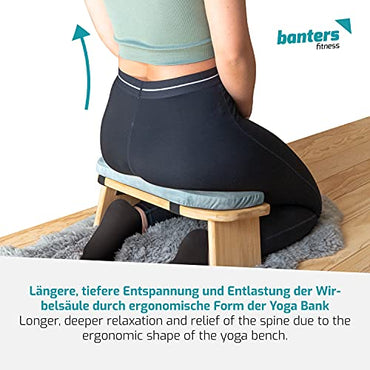 Meditationsbank aus Bambus – ergonomische Sitzbank mit Samtbezug für Yoga & Meditation