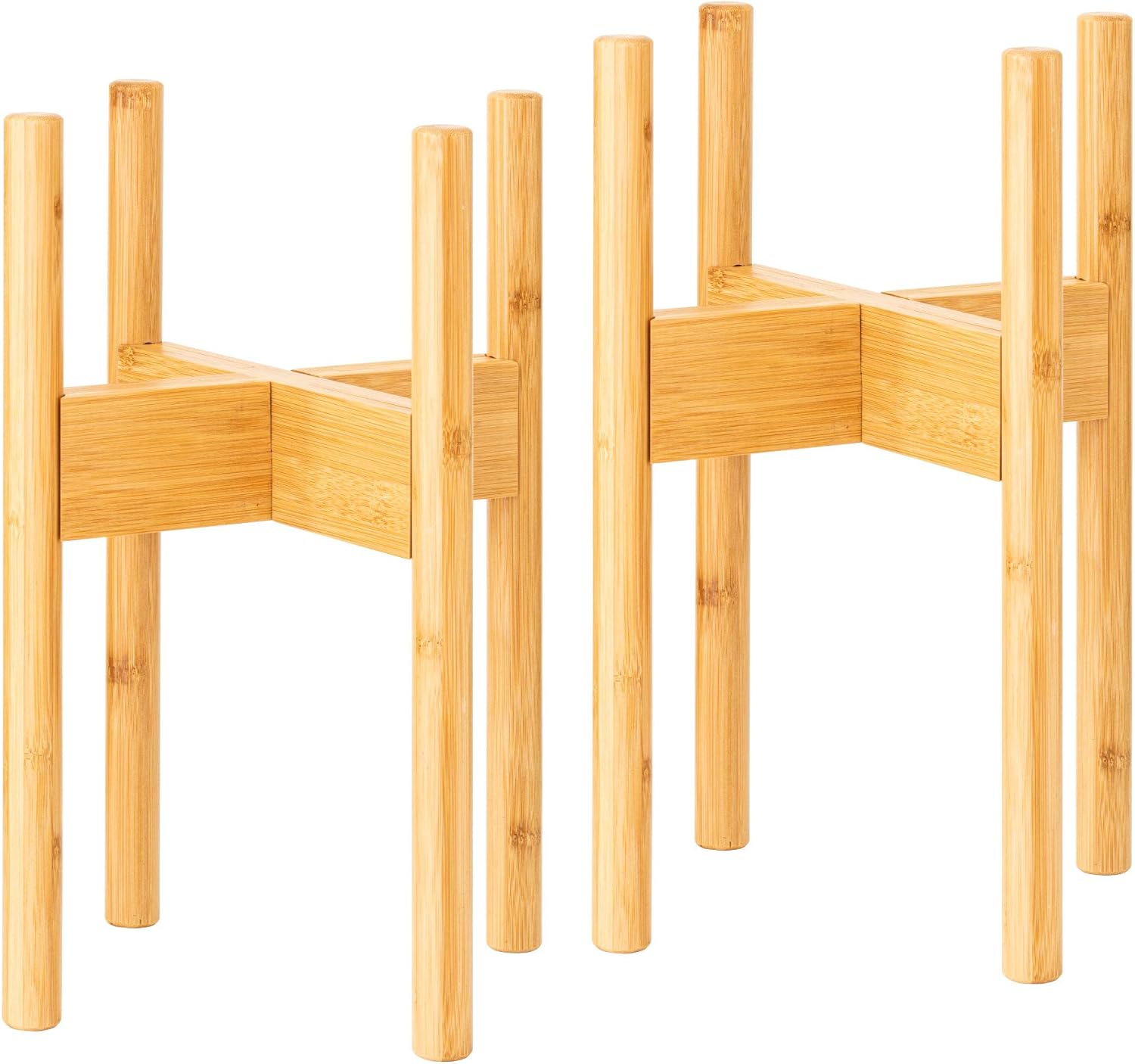 2er-Set Bambus Pflanzenständer verstellbar – nachhaltige Blumentopf-Ständer für Innen & Außen