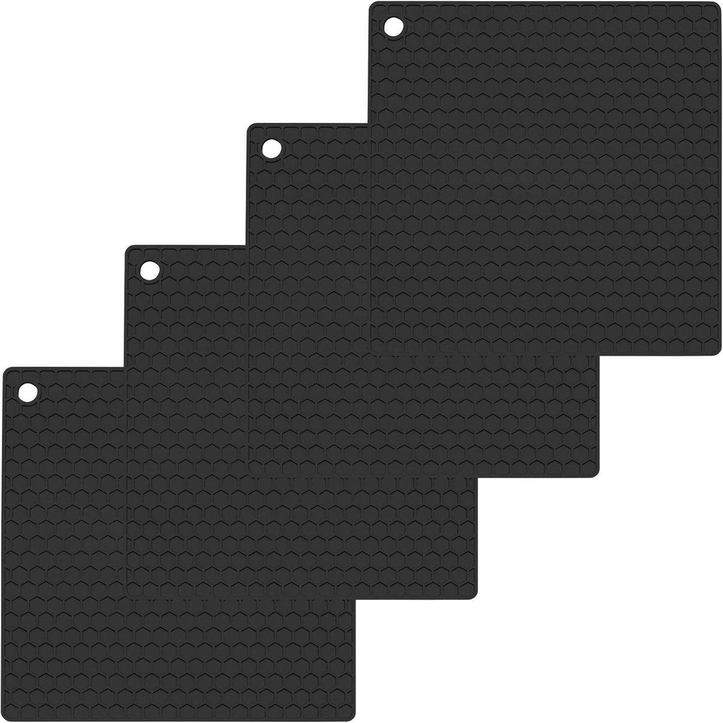Silikon Topfuntersetzer quadratisch (4er-Set) – hitzebeständige Untersetzer 17,3 cm
