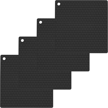 Silikon Topfuntersetzer quadratisch (4er-Set) – hitzebeständige Untersetzer 17,3 cm