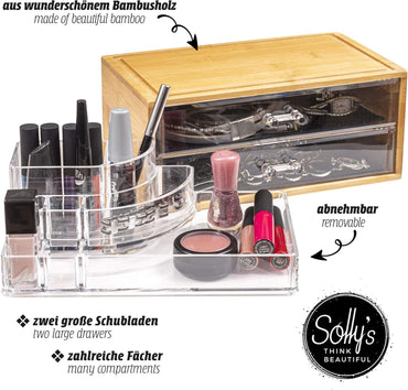 Solly's Kosmetik-Organizer ELLA – Aufbewahrung aus Acryl & Bambus (24 cm)