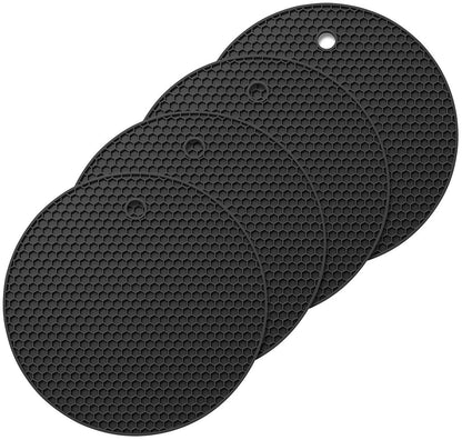 Silikon Topfuntersetzer rund (4er-Set) – hitzebeständige Untersetzer Ø 18 cm