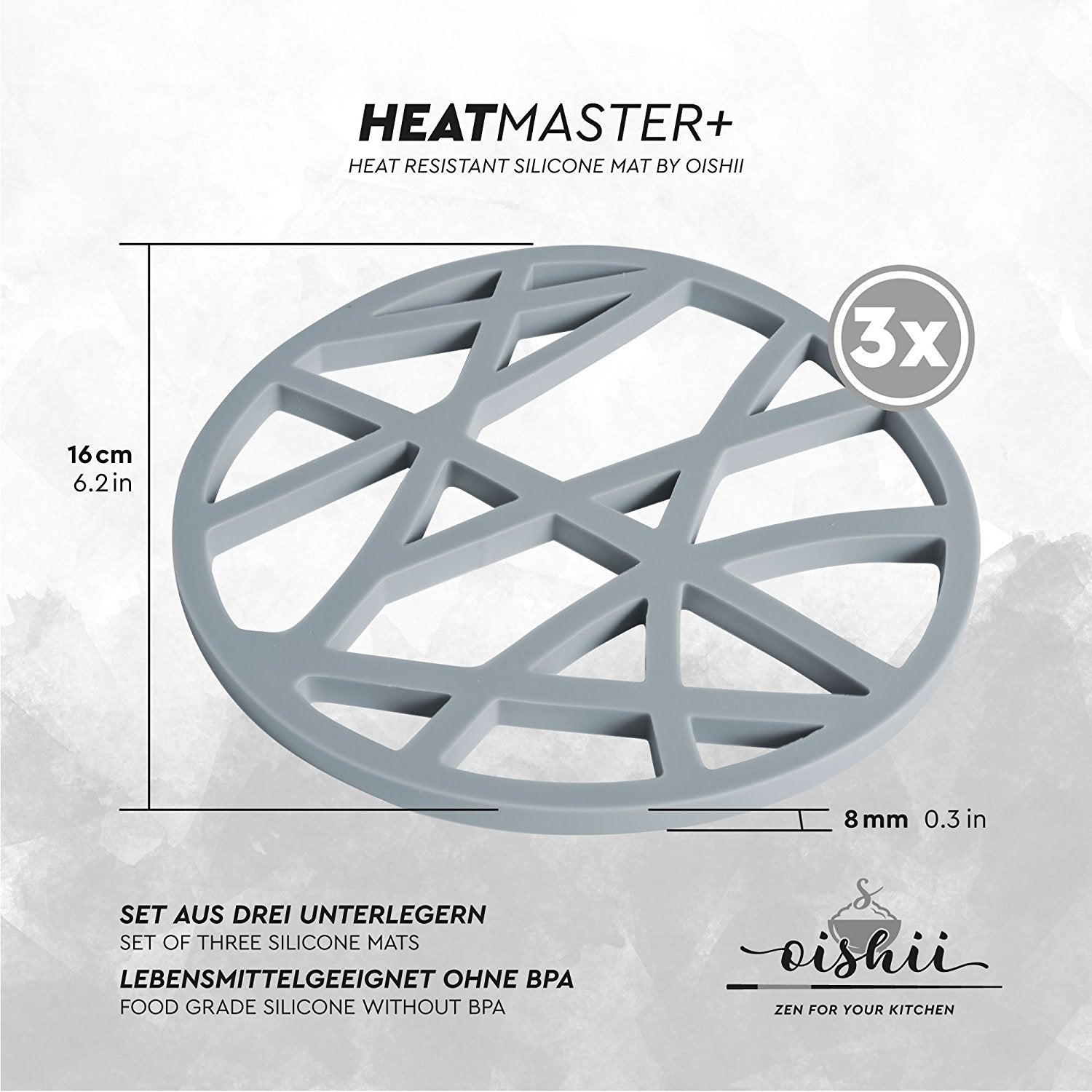 Silikon Topfuntersetzer rund gelocht (3er-Set) – hitzebeständig Ø 16 cm
