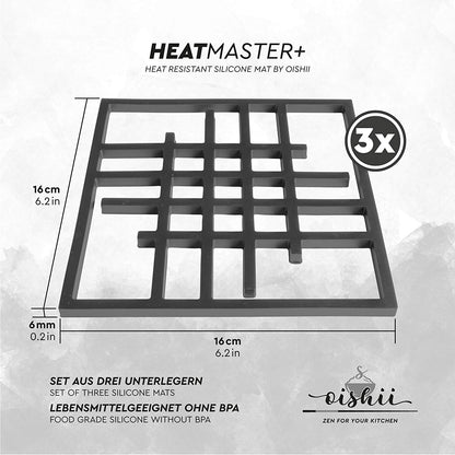 Silikon Topfuntersetzer quadratisch gelocht (3er-Set) – hitzebeständig 15,8 cm
