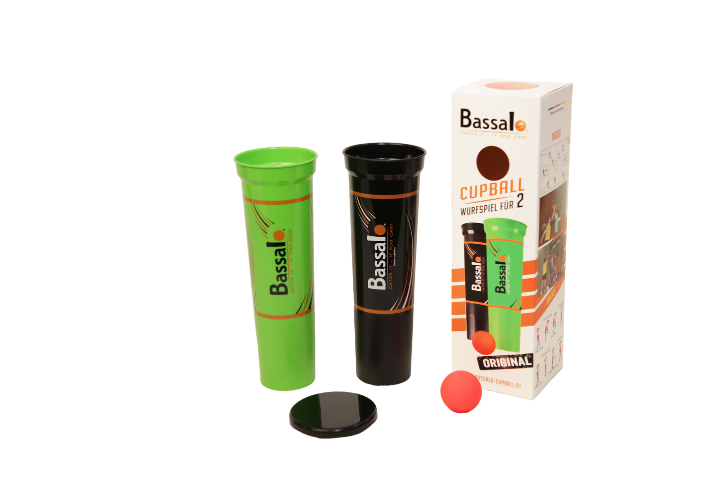 Bassalo Cupball 2er Starter-Set – Outdoor-Wurfspiel mit 2 Bechern, Ball & Box
