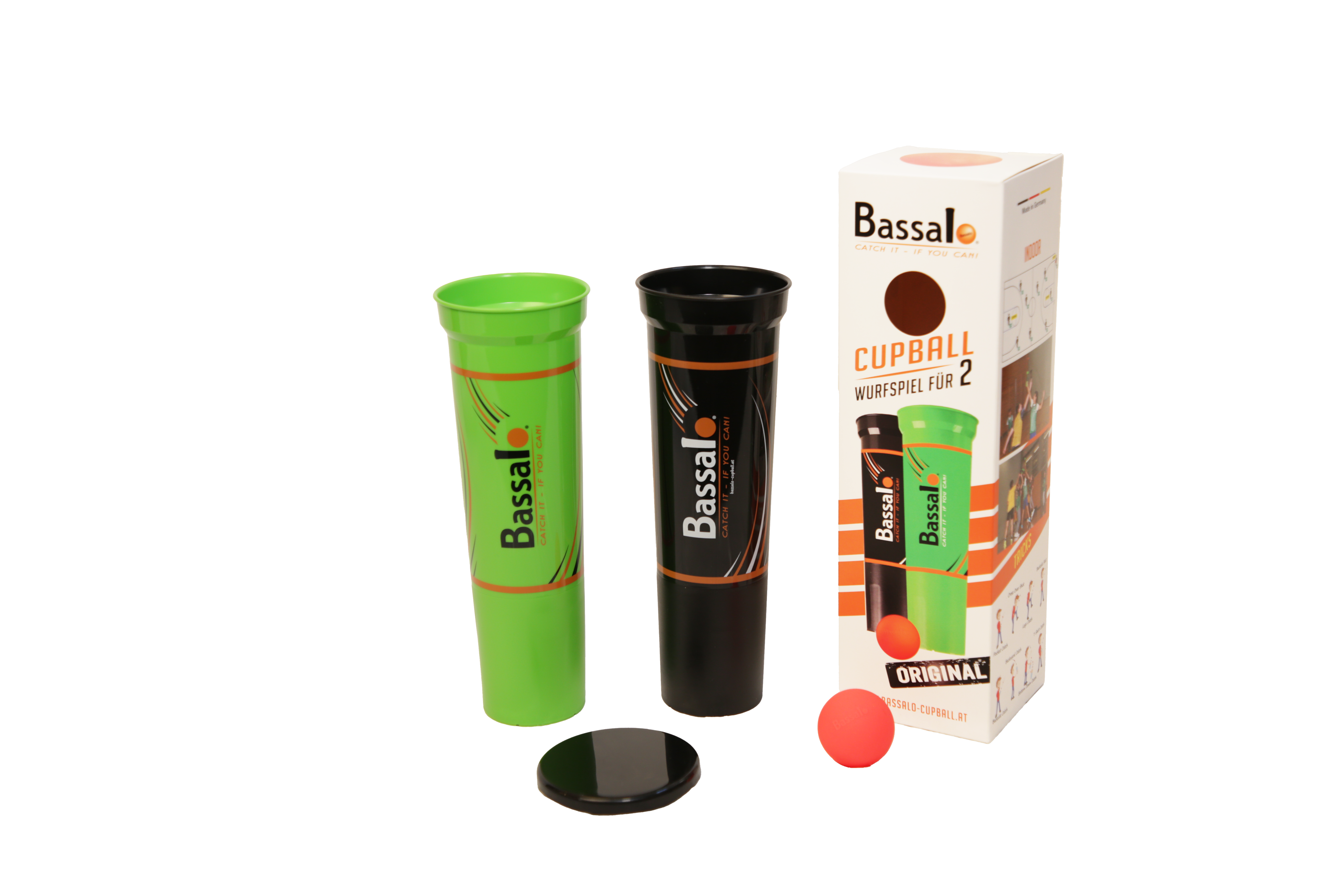 Bassalo Cupball 2er Starter-Set – Outdoor-Wurfspiel mit 2 Bechern, Ball & Box