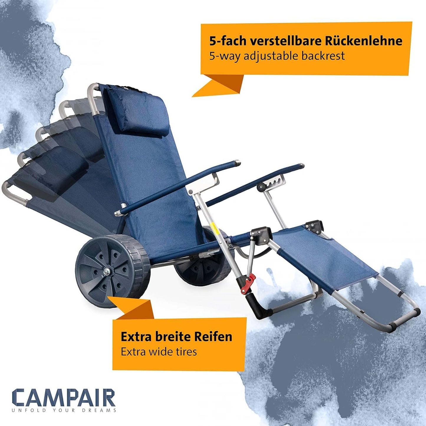 Camp Air 2-in-1 Transportwagen & Strandliege – faltbarer Bollerwagen mit Liegefunktion