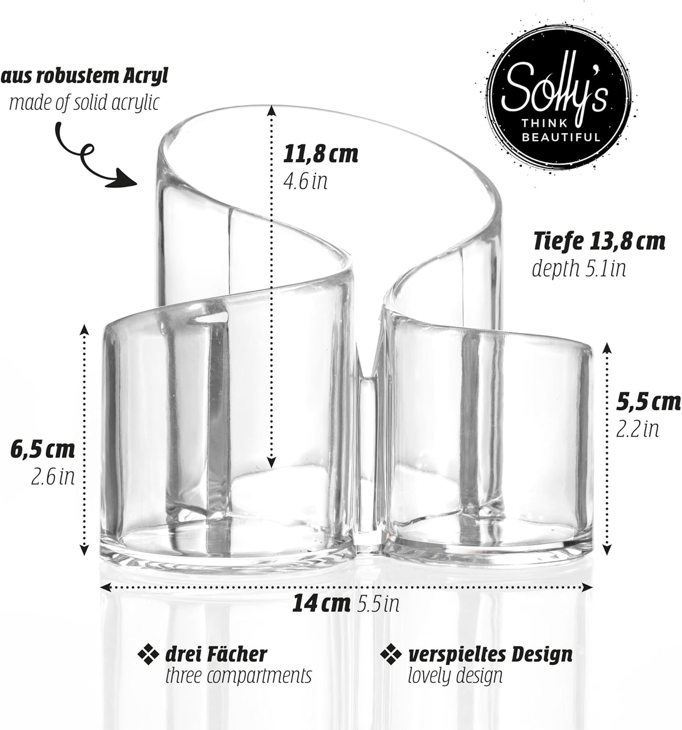 Solly's Kosmetik-Organizer SUSANN – kompakte transparente Aufbewahrung (14 cm)