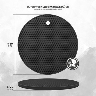 Silikon Topfuntersetzer rund (4er-Set) – hitzebeständige Untersetzer Ø 18 cm