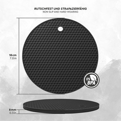 Silikon Topfuntersetzer rund (4er-Set) – hitzebeständige Untersetzer Ø 18 cm