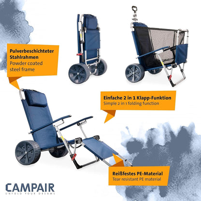 Camp Air 2-in-1 Transportwagen & Strandliege – faltbarer Bollerwagen mit Liegefunktion