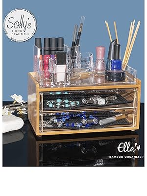 Solly's Kosmetik-Organizer ELLA – Aufbewahrung aus Acryl & Bambus (24 cm)