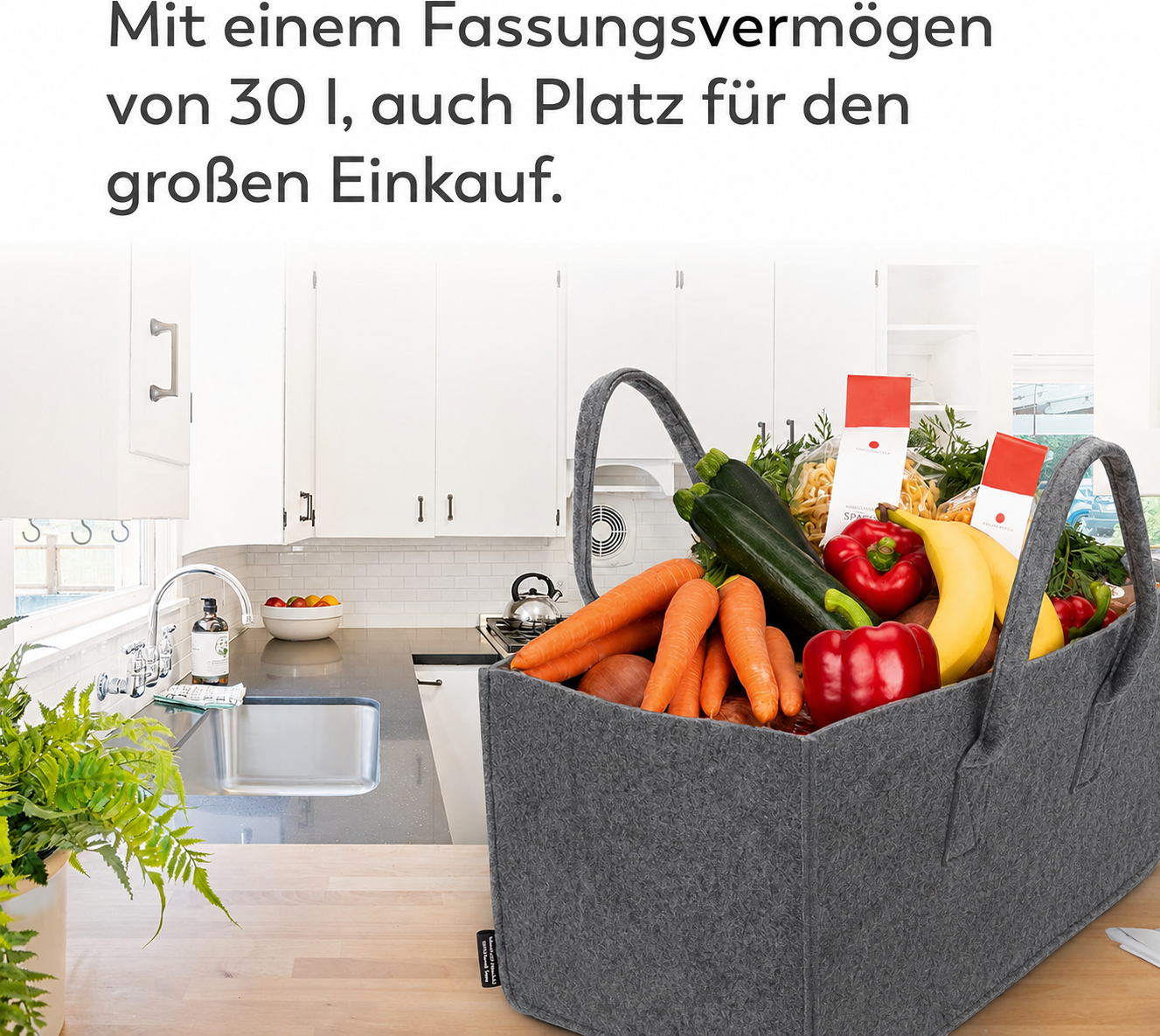 2er-Set Allzweck Filztaschen M mit Tragegriffen – Doppelpack (50 cm)