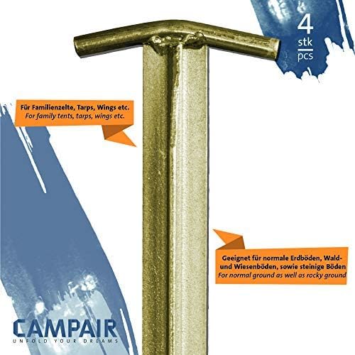 Camp Air Zeltheringe 4er-Set – robuste T-Profil Erdnägel aus Stahl