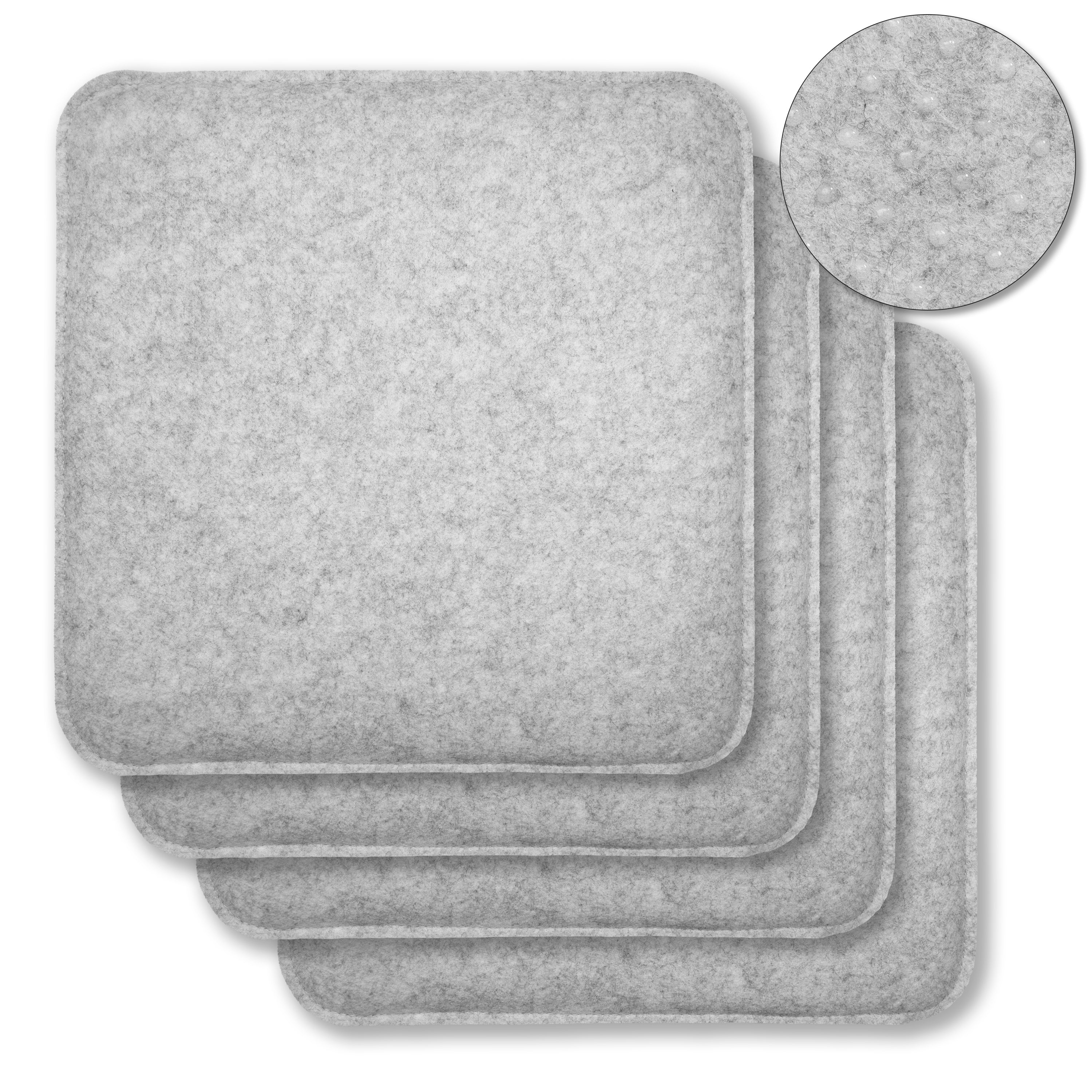 Filz Sitzkissen eckig (4er-Set) – weiche Sitzauflagen 35 × 35 cm