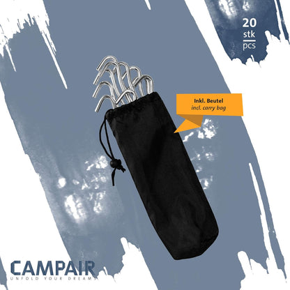 Camp Air Zeltheringe 20er-Set – L-Profil Erdnägel aus Aluminium (18 cm)