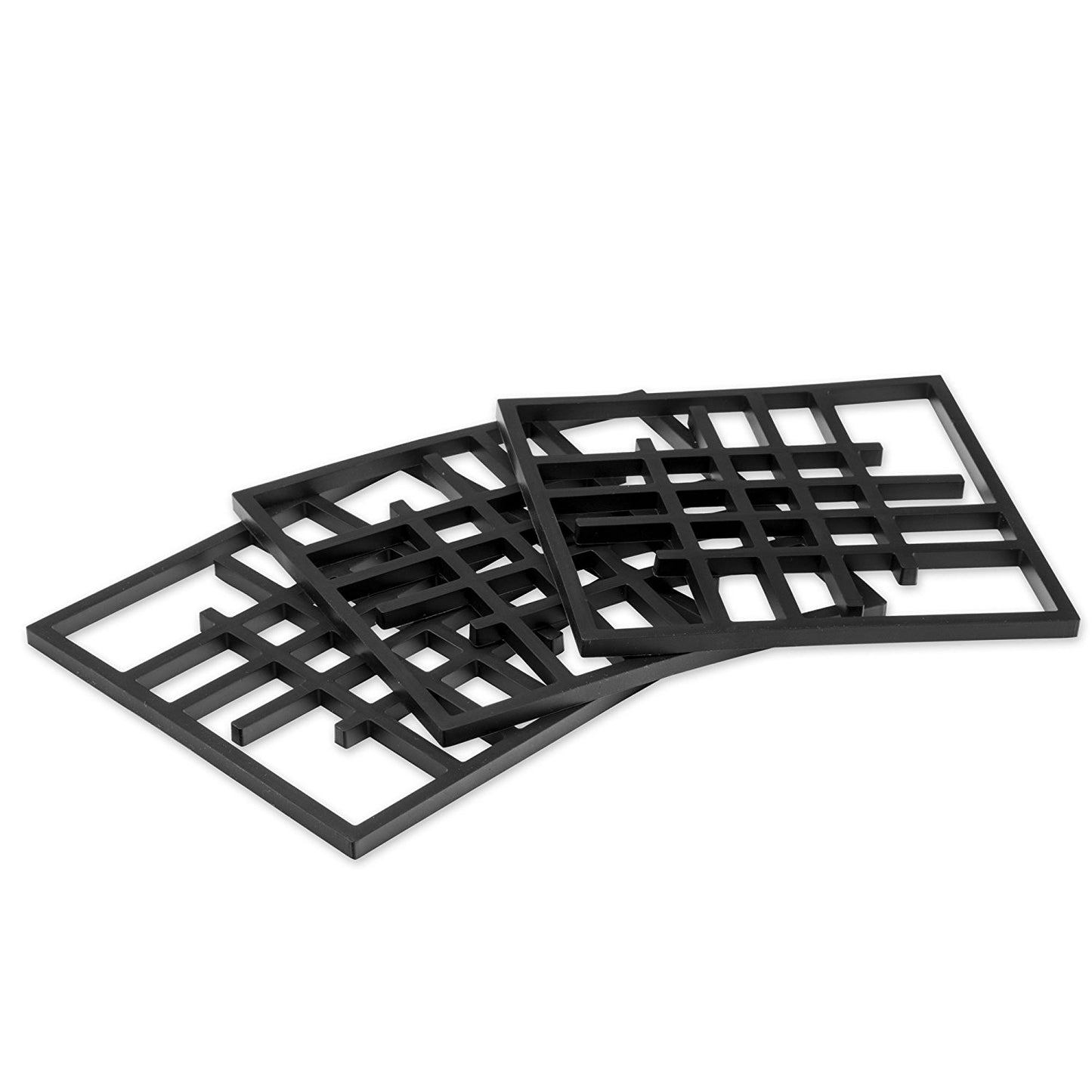 Silikon Topfuntersetzer quadratisch gelocht (3er-Set) – hitzebeständig 15,8 cm
