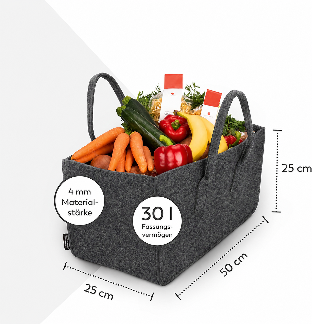 2er-Set Allzweck Filztaschen M mit Tragegriffen – Doppelpack (50 cm)