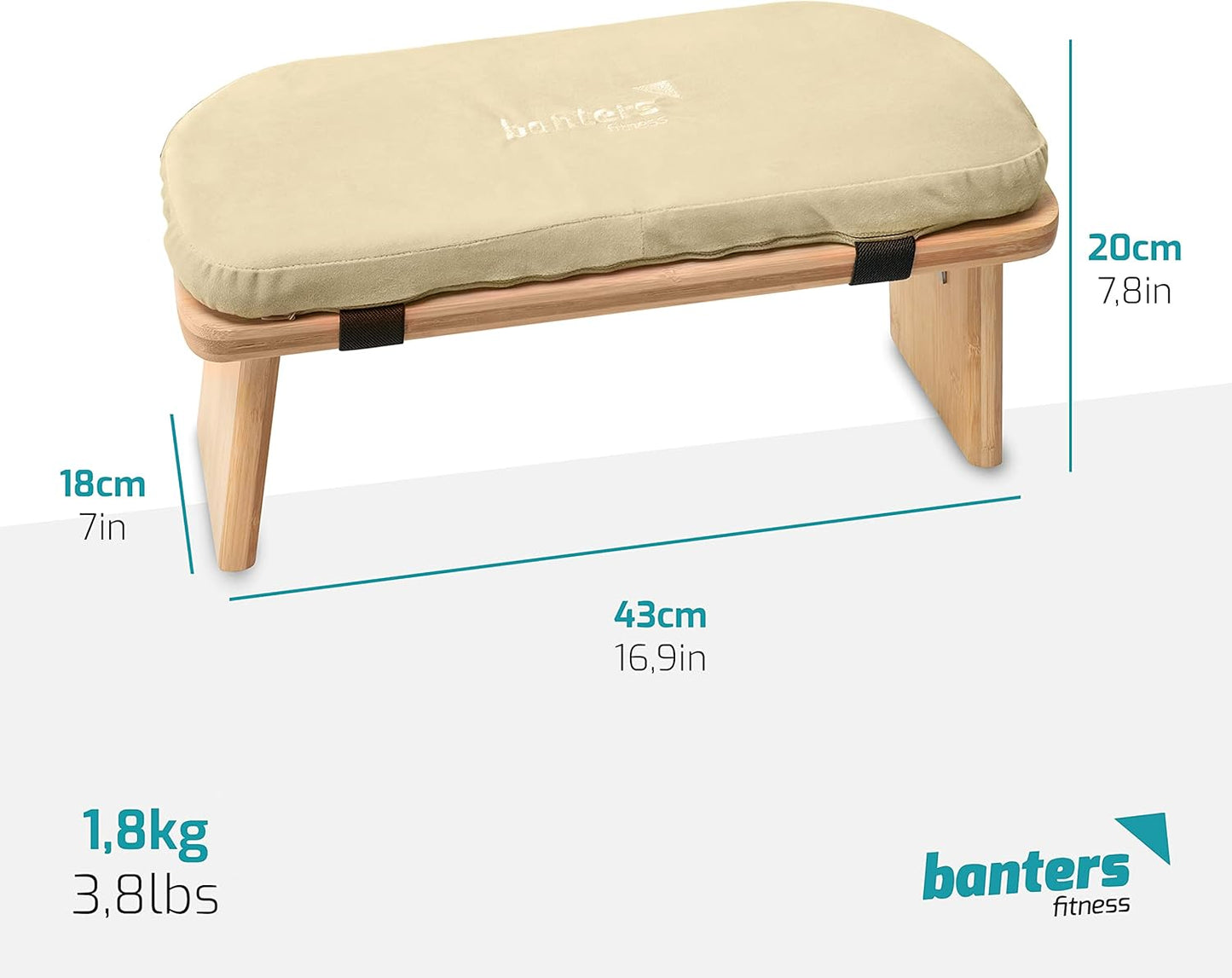 Meditationsbank aus Bambus – ergonomische Sitzbank mit Samtbezug für Yoga & Meditation
