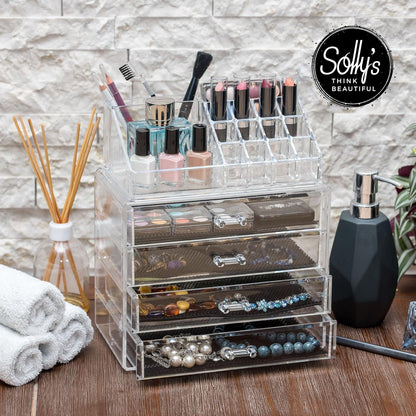 Solly's Kosmetik-Organizer LENA – transparente Aufbewahrung für Kosmetik & Schmuck (23,7 cm)