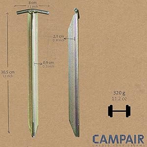 Camp Air Zeltheringe 12er-Set – robuste T-Profil Erdnägel aus Stahl
