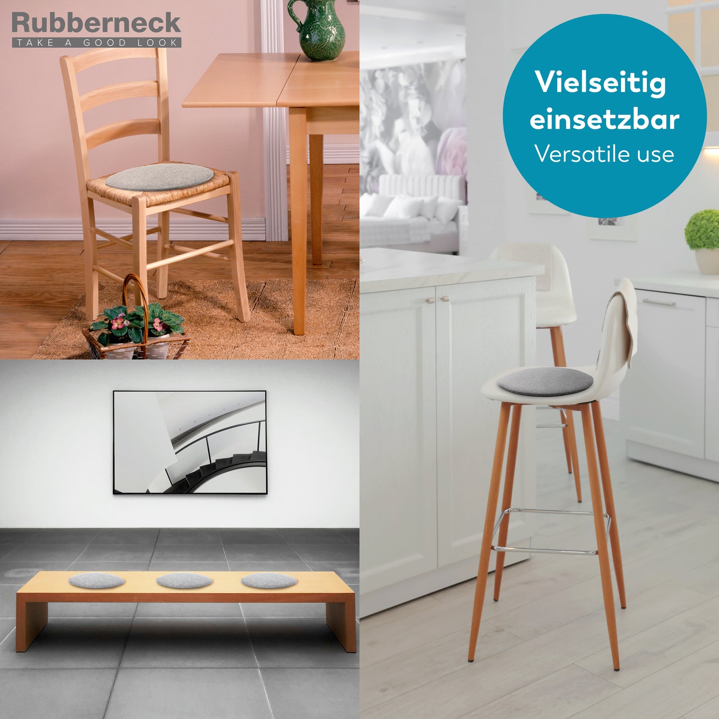 Filz Sitzkissen rund (4er-Set) – weiche Sitzauflagen Ø 35 cm