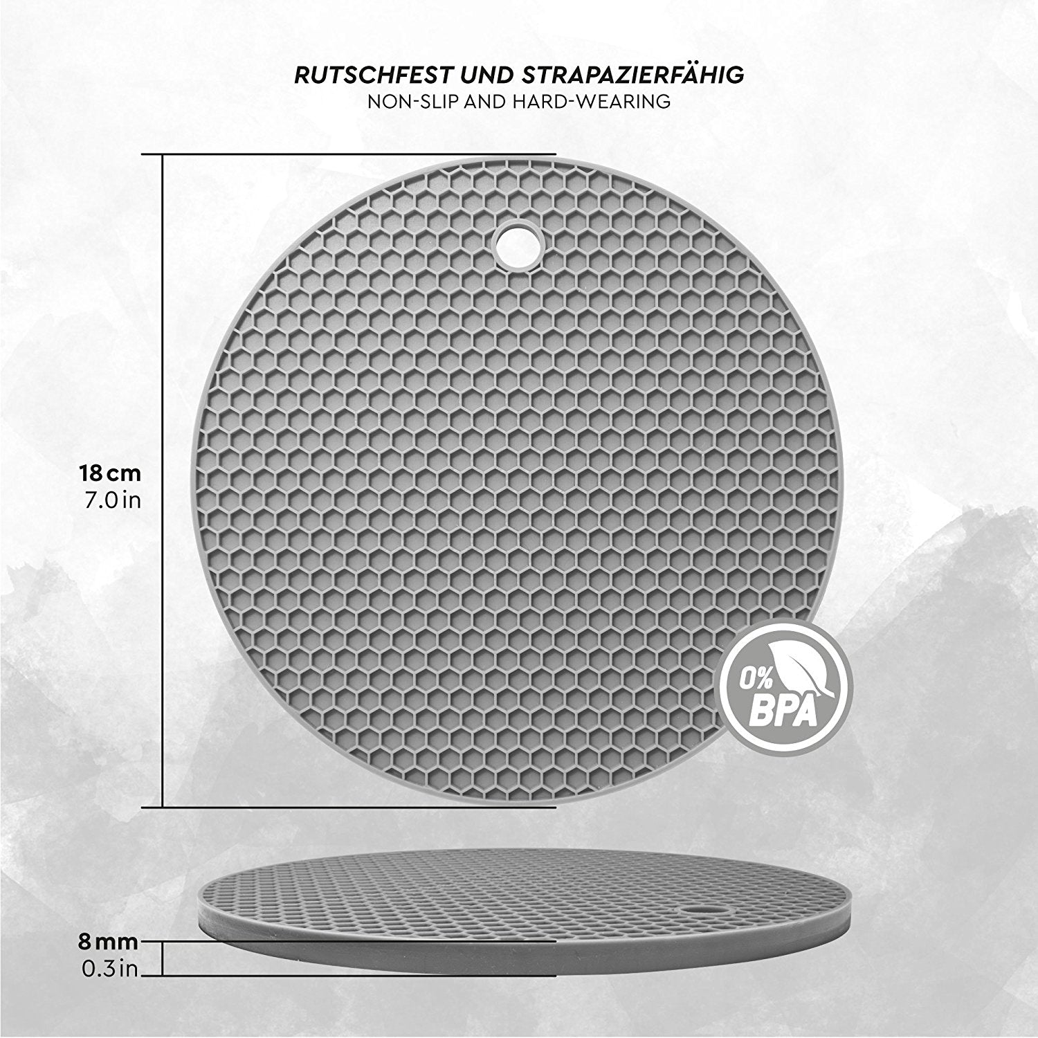Silikon Topfuntersetzer rund (4er-Set) – hitzebeständige Untersetzer Ø 18 cm