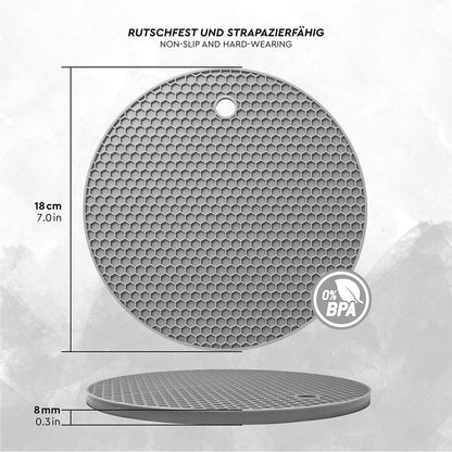 Silikon Topfuntersetzer rund (4er-Set) – hitzebeständige Untersetzer Ø 18 cm