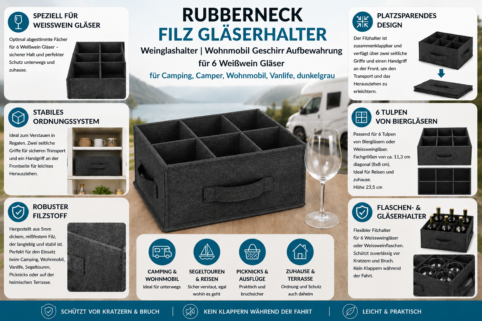 Filz Weißweinglashalter – schützender Halter für Weißweingläser aus Filz