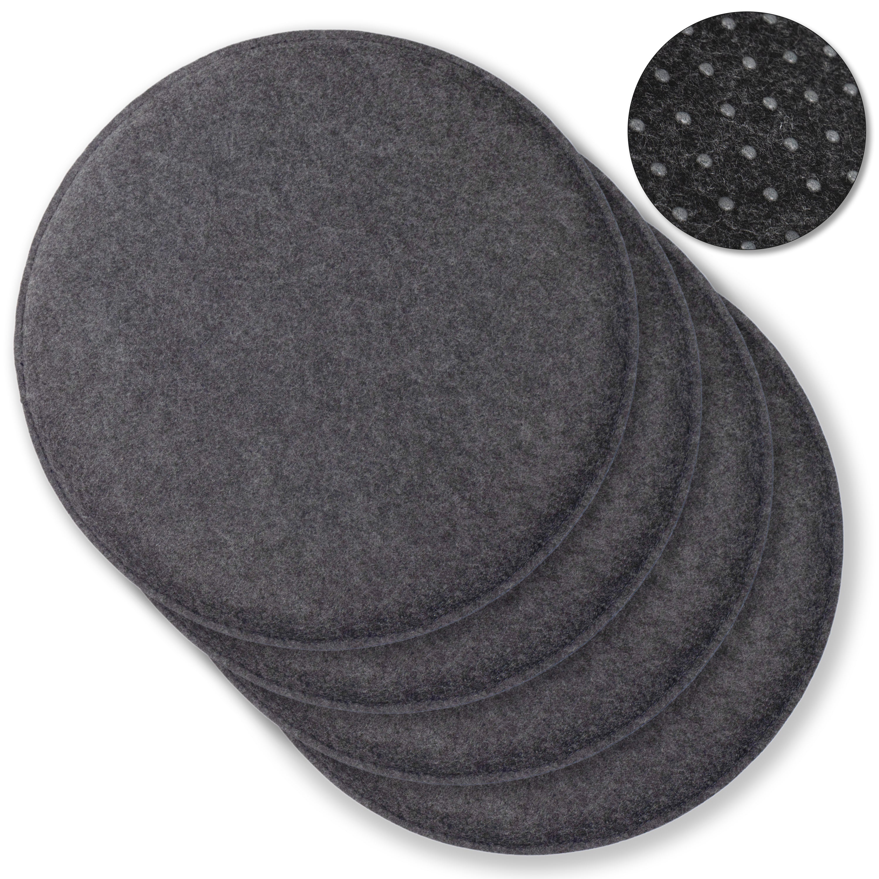 Filz Sitzkissen rund (4er-Set) – weiche Sitzauflagen Ø 35 cm