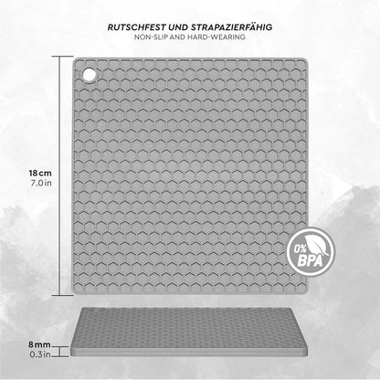 Silikon Topfuntersetzer quadratisch (4er-Set) – hitzebeständige Untersetzer 17,3 cm