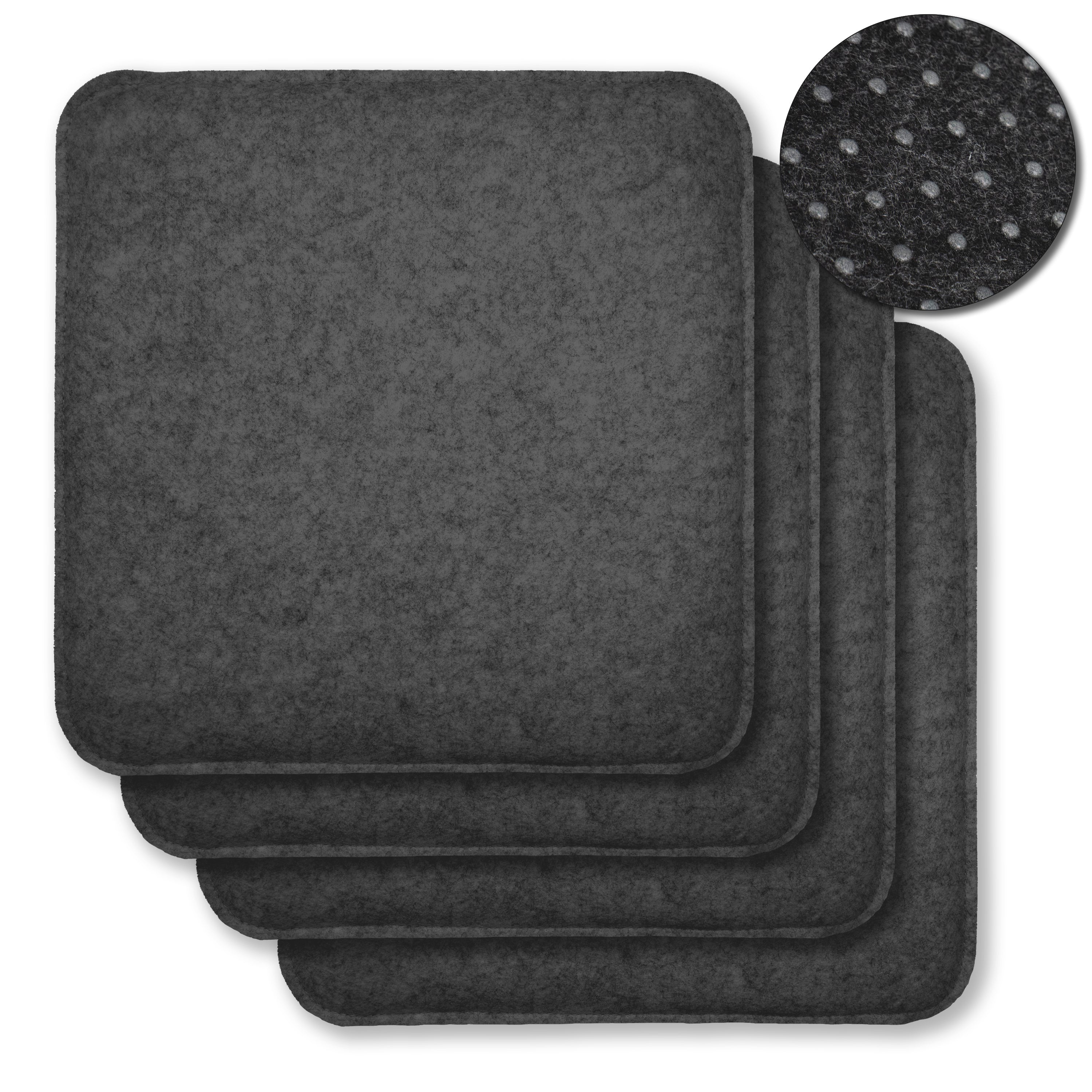 Filz Sitzkissen eckig (4er-Set) – weiche Sitzauflagen 35 × 35 cm