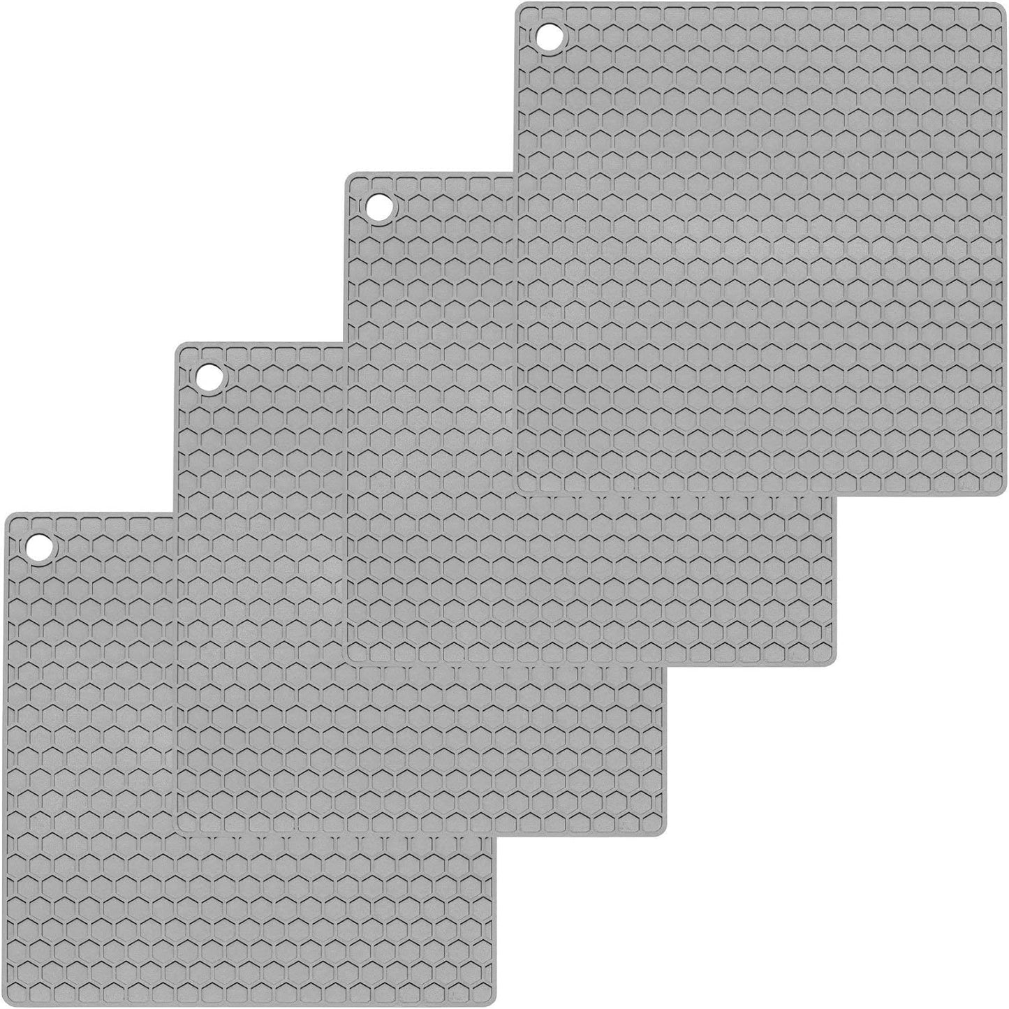 Silikon Topfuntersetzer quadratisch (4er-Set) – hitzebeständige Untersetzer 17,3 cm