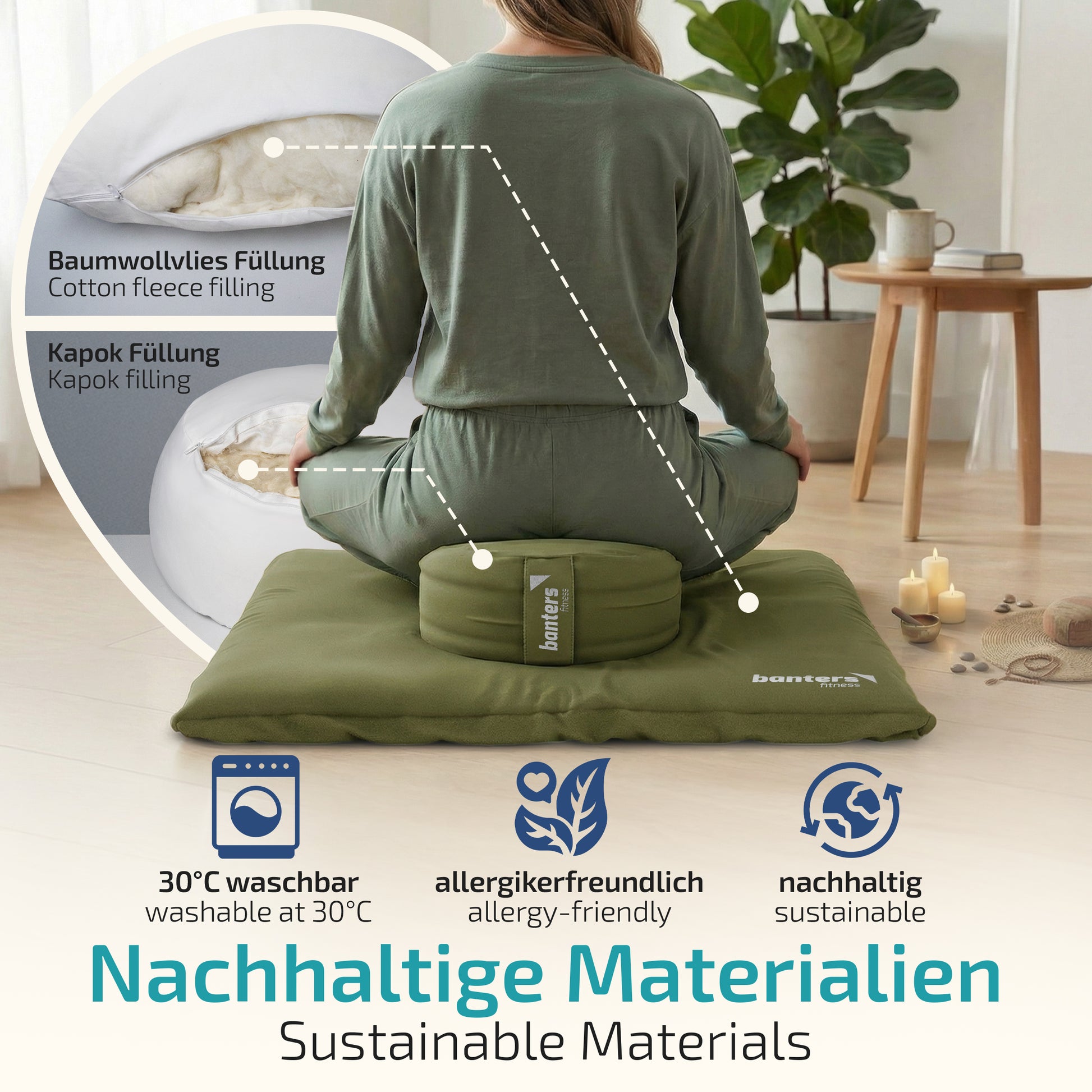 Yoga- & Meditationskissen-Set – komplettes Sitzset für Yoga & Meditation