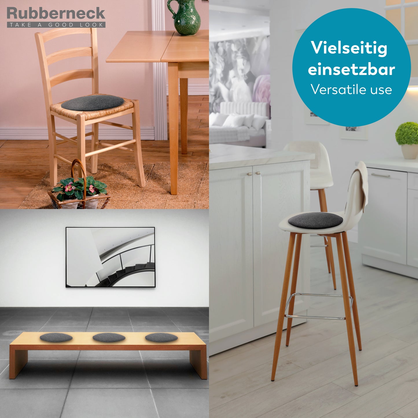 Filz Sitzkissen rund (4er-Set) – weiche Sitzauflagen Ø 35 cm