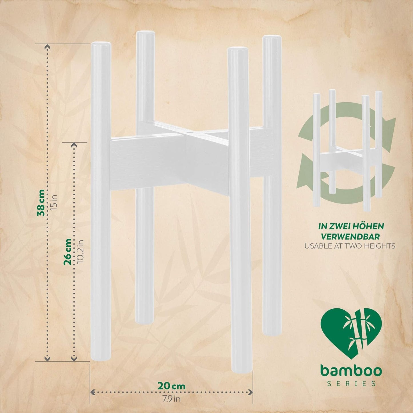 2er-Set Bambus Pflanzenständer verstellbar – nachhaltige Blumentopf-Ständer für Innen & Außen