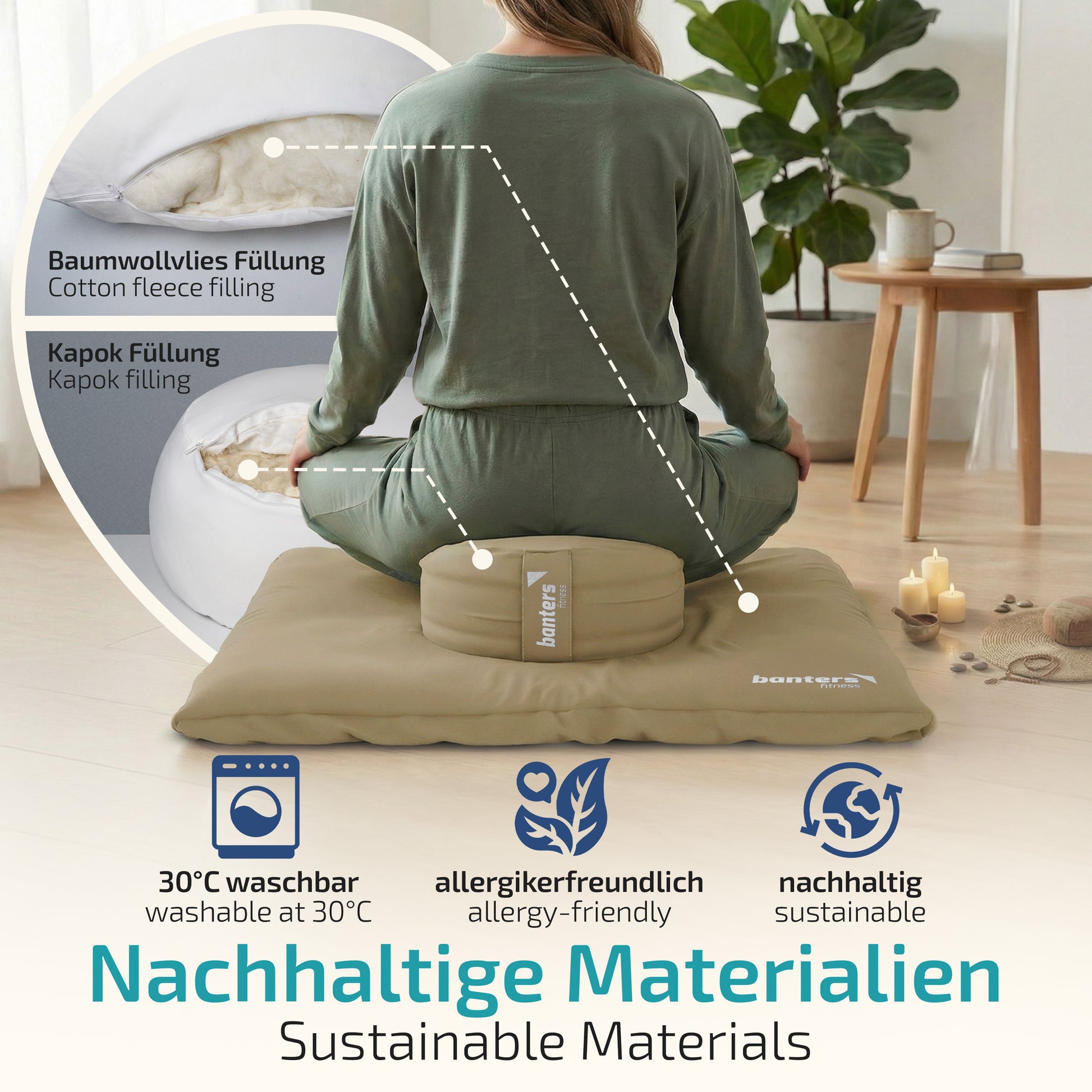Yoga- & Meditationskissen-Set – komplettes Sitzset für Yoga & Meditation