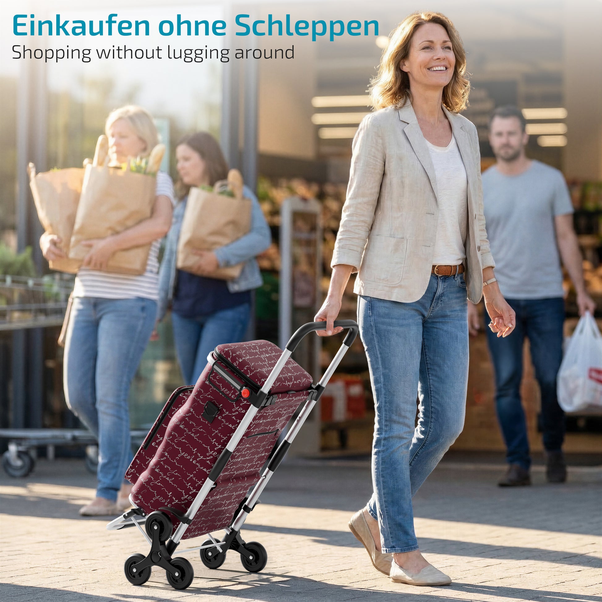 Einkaufstrolley faltbar mit Alu-Gestell – klappbarer Einkaufswagen für Markt & Alltag