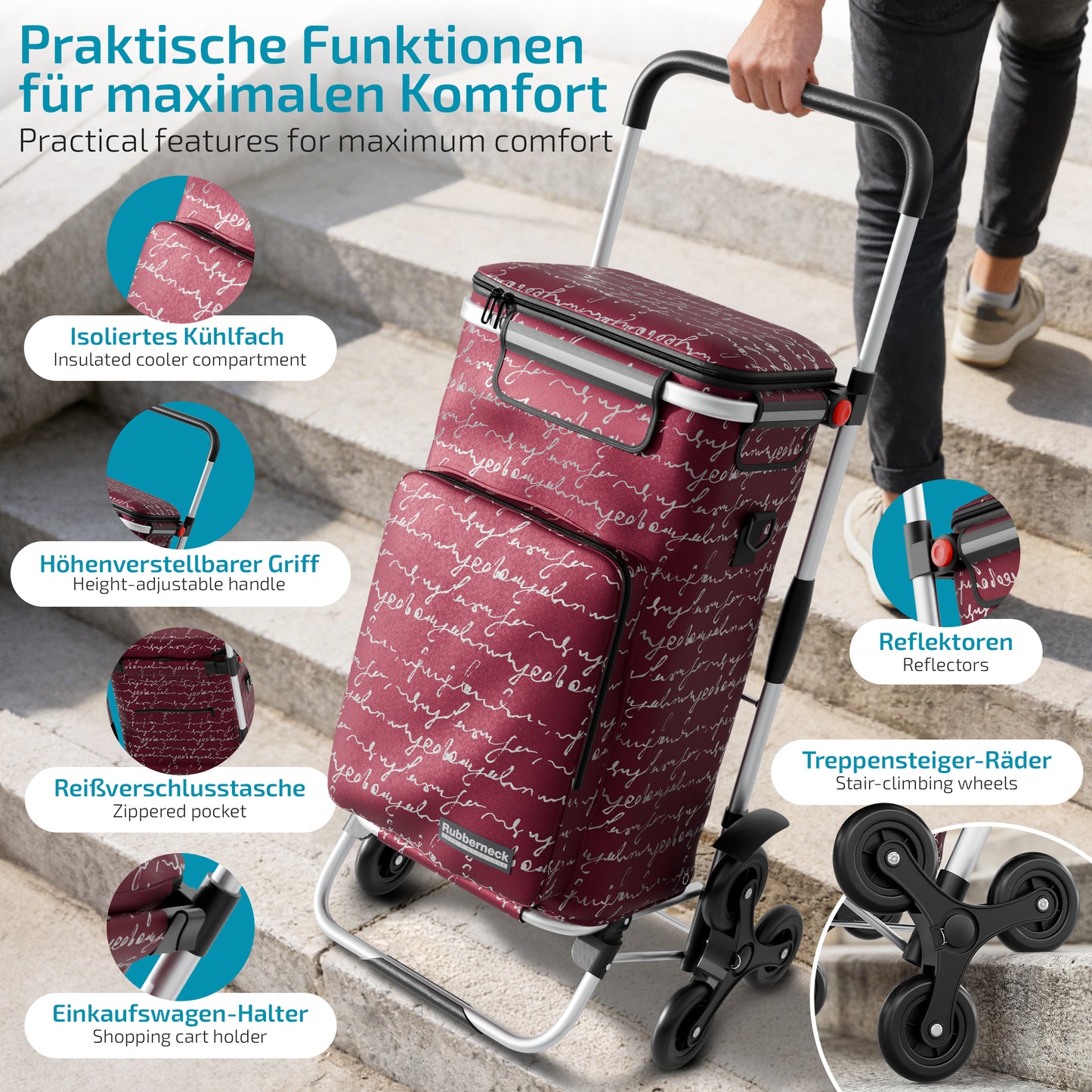 Einkaufstrolley faltbar mit Alu-Gestell – klappbarer Einkaufswagen für Markt & Alltag