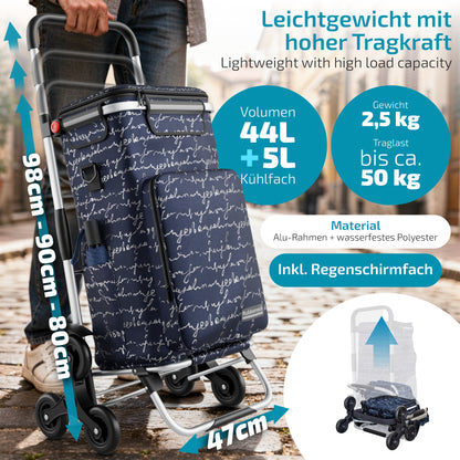 Einkaufstrolley faltbar mit Alu-Gestell – klappbarer Einkaufswagen für Markt & Alltag