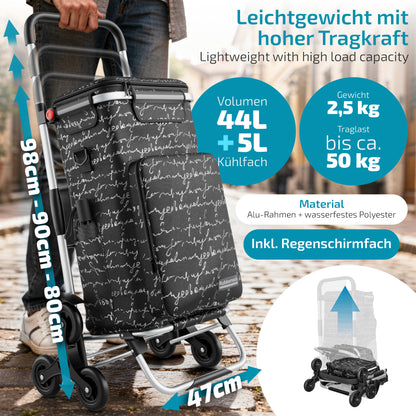 Einkaufstrolley faltbar mit Alu-Gestell – klappbarer Einkaufswagen für Markt & Alltag