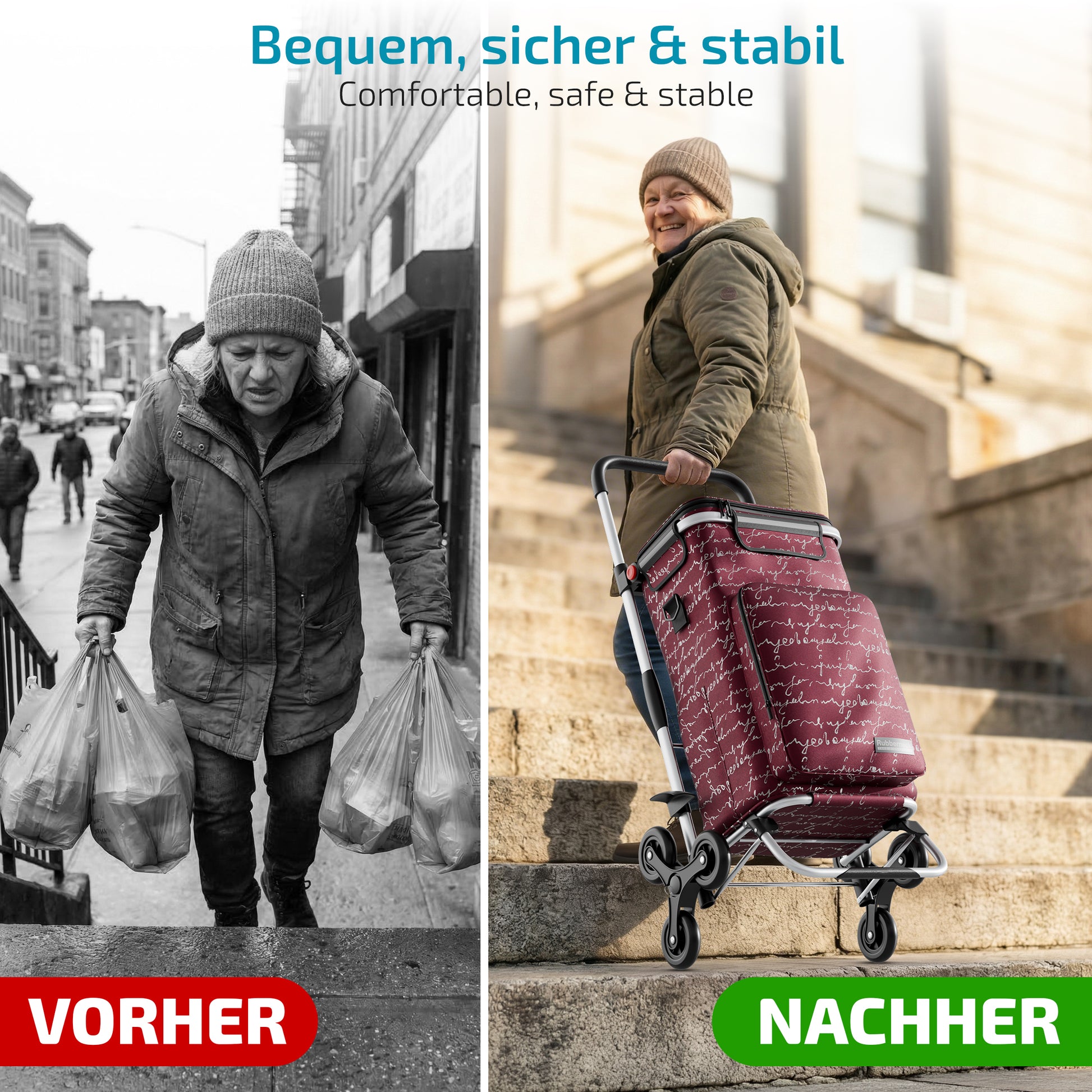 Einkaufstrolley faltbar mit Alu-Gestell – klappbarer Einkaufswagen für Markt & Alltag