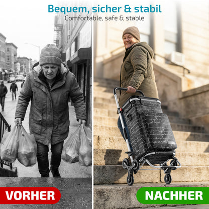 Einkaufstrolley faltbar mit Alu-Gestell – klappbarer Einkaufswagen für Markt & Alltag