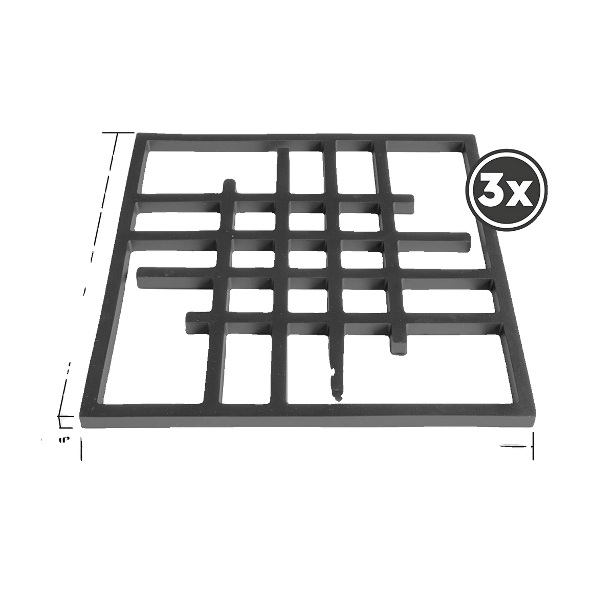 Silikon Topfuntersetzer gelocht quadratisch (3er) – 15,8 cm – freigestellt