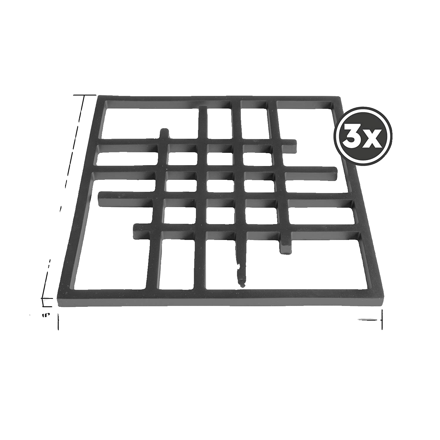 Silikon Topfuntersetzer gelocht quadratisch (3er) – 15,8 cm – freigestellt