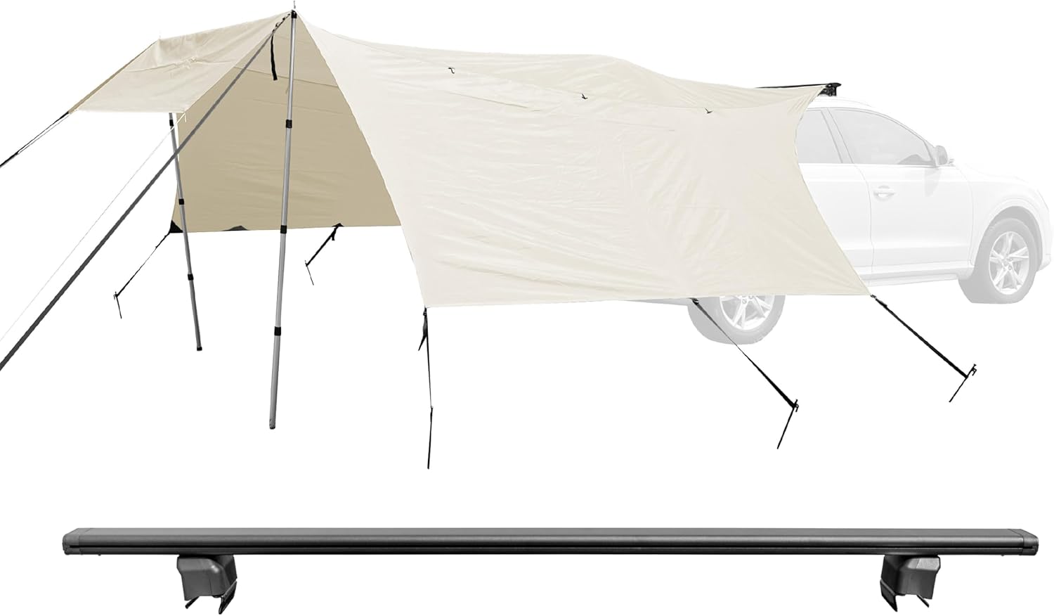 Camp Air Auto-Vorzelt – Tarp mit Dachträger für SUV & Kombi, UV 50+ Sonnen- & Regenschutz