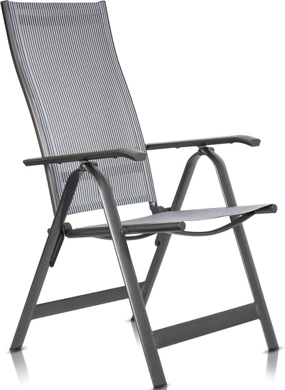 Camp Air Klappsessel Binz 2er-Set – faltbare Aluminium Hochlehner Gartenstühle, 10-fach verstellbar