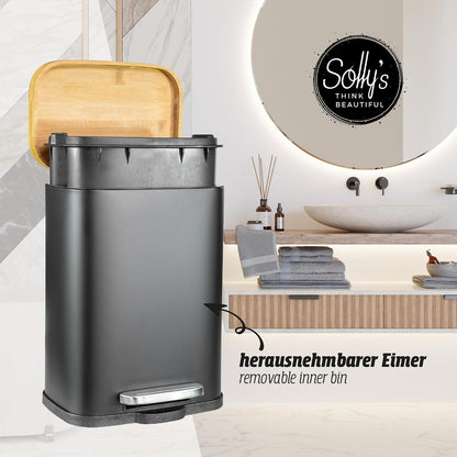 Solly's Kosmetikeimer 5 L schwarz mit Bambusdeckel